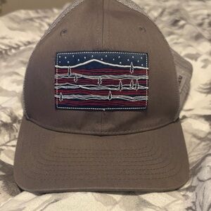 Columbia Taupe and Beige Mesh Trucker Hat with Flag Patch